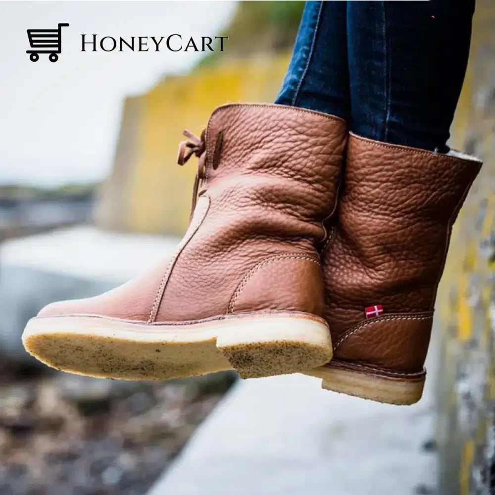 Vintage Buttery Soft Waterproof Wool Lined Boots Shoes