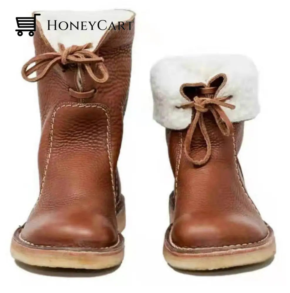 Vintage Buttery Soft Waterproof Wool Lined Boots Shoes