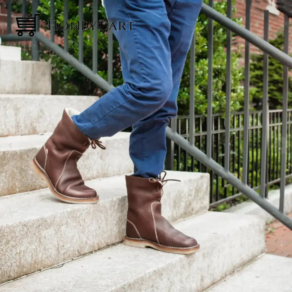 Vintage Buttery Soft Waterproof Wool Lined Boots Shoes