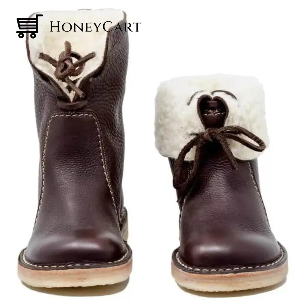 Vintage Buttery-Soft Waterproof Wool Lining Boots Stone / 5