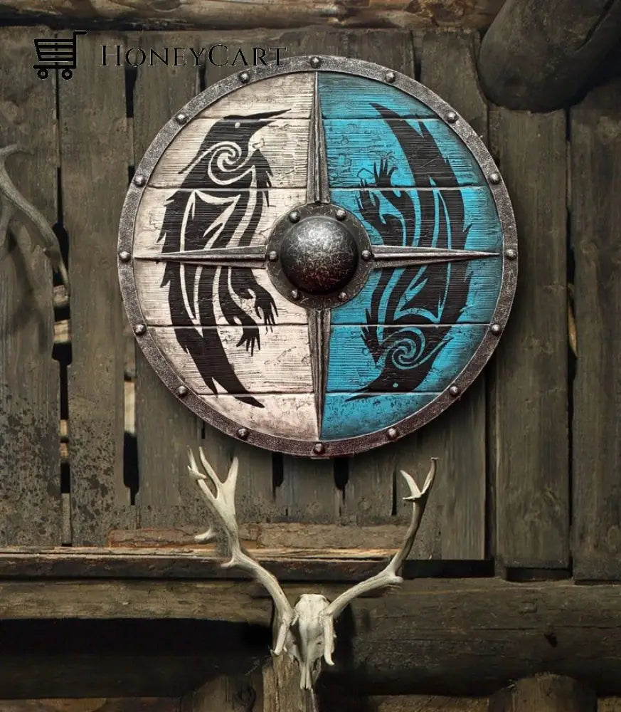 Vintage Wooden Wall Hanging Shield Battle Ornaments Raven Ltt-Shield