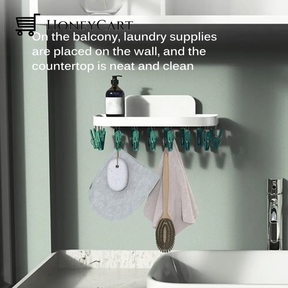 Wall-Mounted Hooks Bathroom Drying Rack Accessories