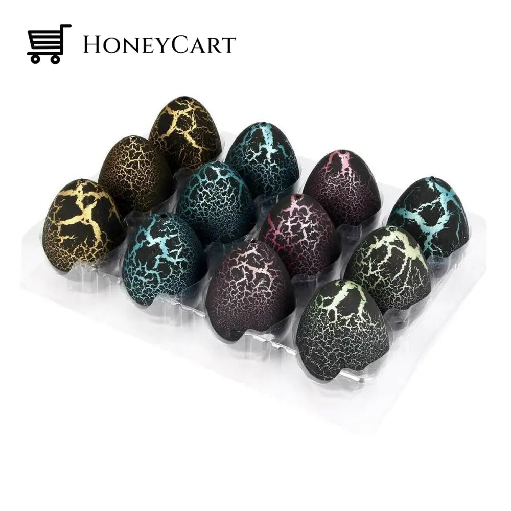 Warm Up For Easter Interesting Watercolor Cracked Dinosaur Hatching Egg. Black Crack / 10Pcs