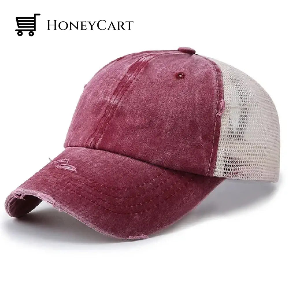 Washed Dad Hat With Ponytail Hole 6# Tool