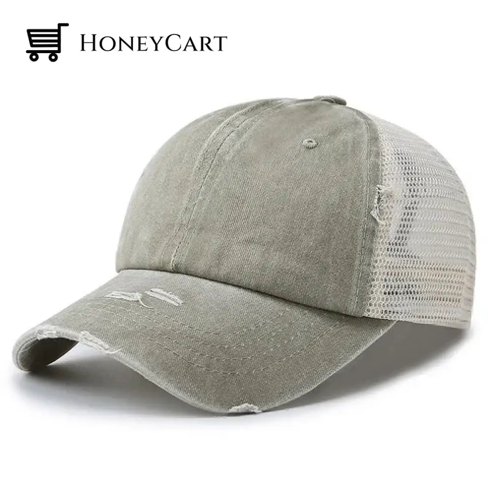 Washed Dad Hat With Ponytail Hole 7# Tool