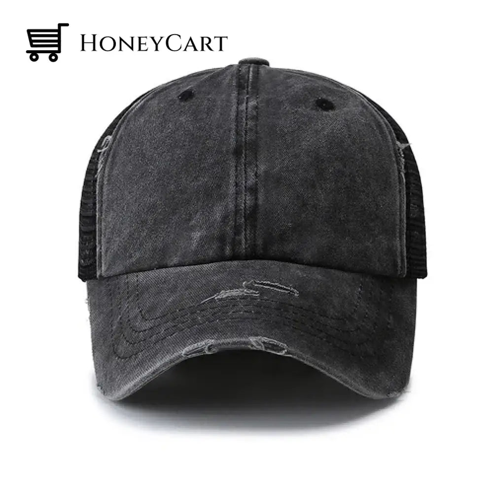 Washed Dad Hat With Ponytail Hole Tool