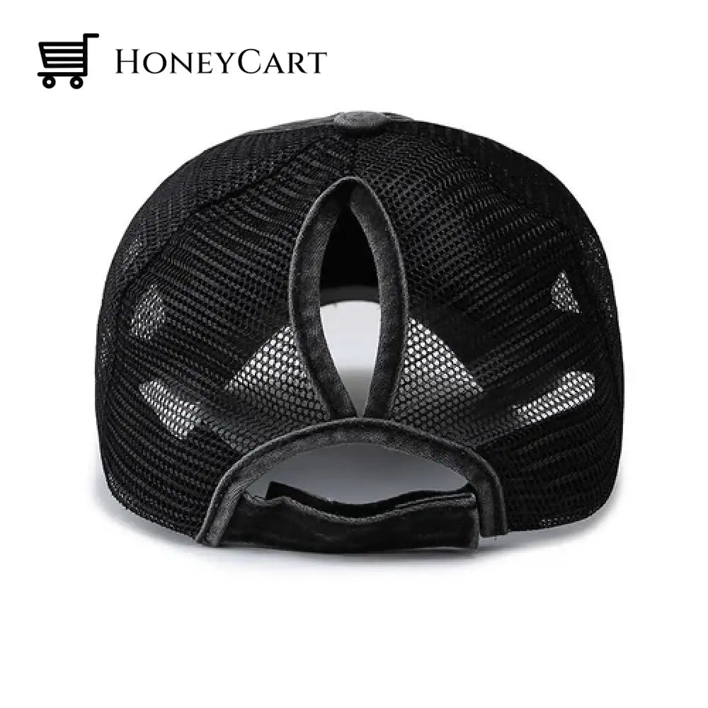 Washed Dad Hat With Ponytail Hole Tool