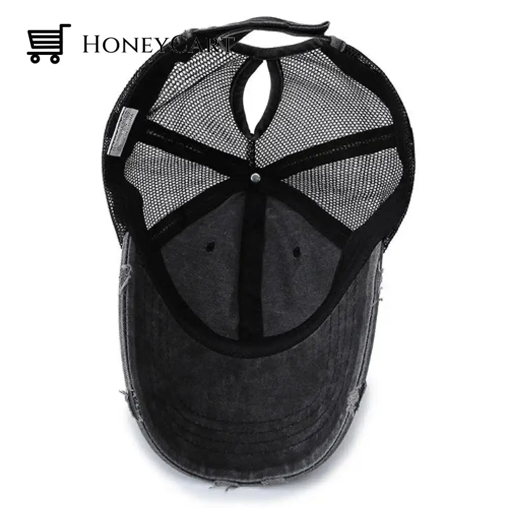 Washed Dad Hat With Ponytail Hole Tool