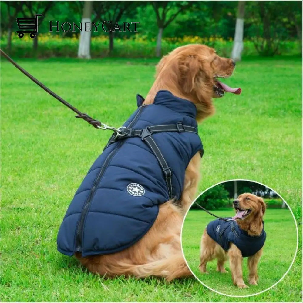 Waterproof Winter Jacket With Built In Harness Navy Bule / S Tool