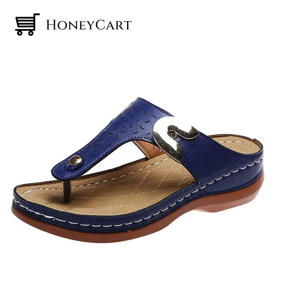 Wedge Heel Flip Flops Blue / 35