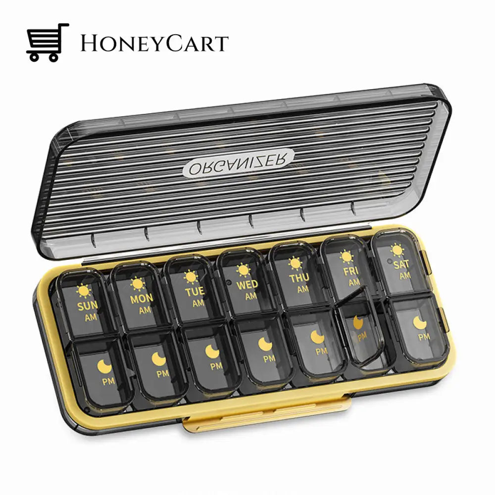 Weekly (7-Day) Pill Box 14 Slots / 1 Pc Black