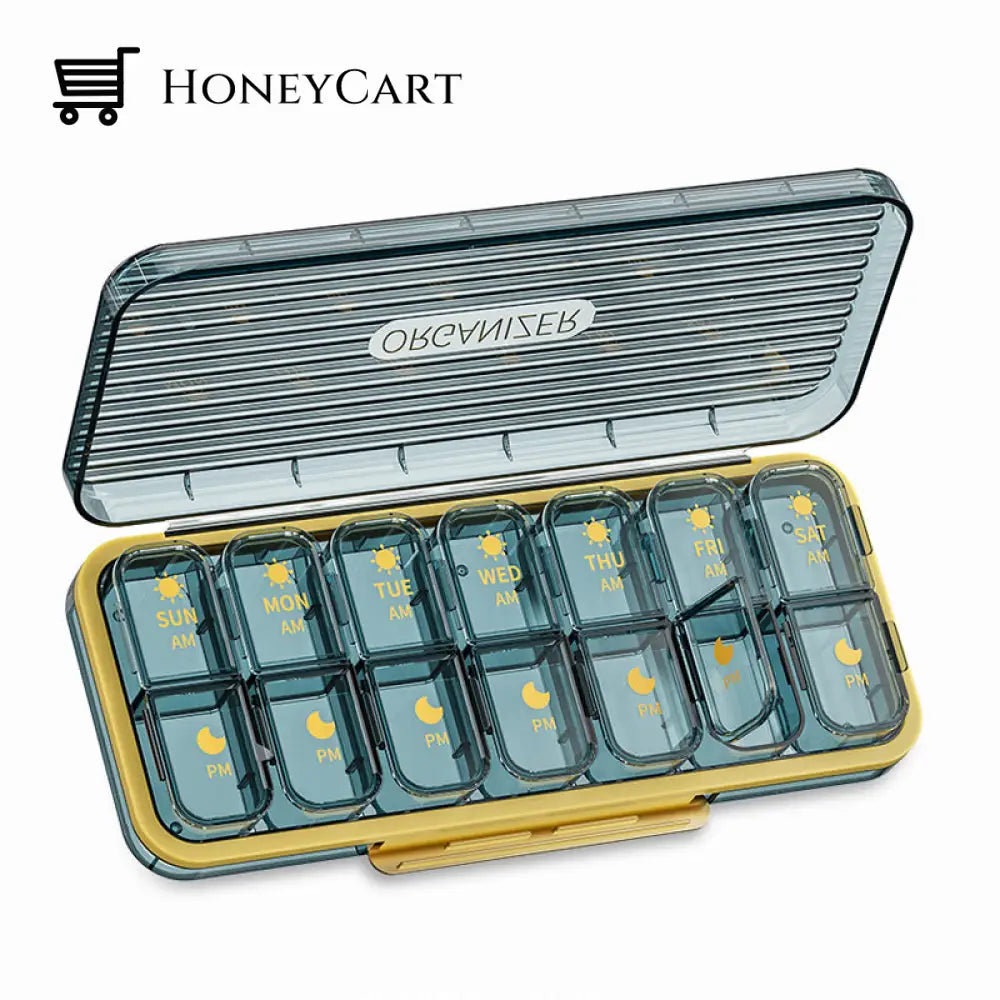Weekly (7-Day) Pill Box 14 Slots / 1 Pc Blue
