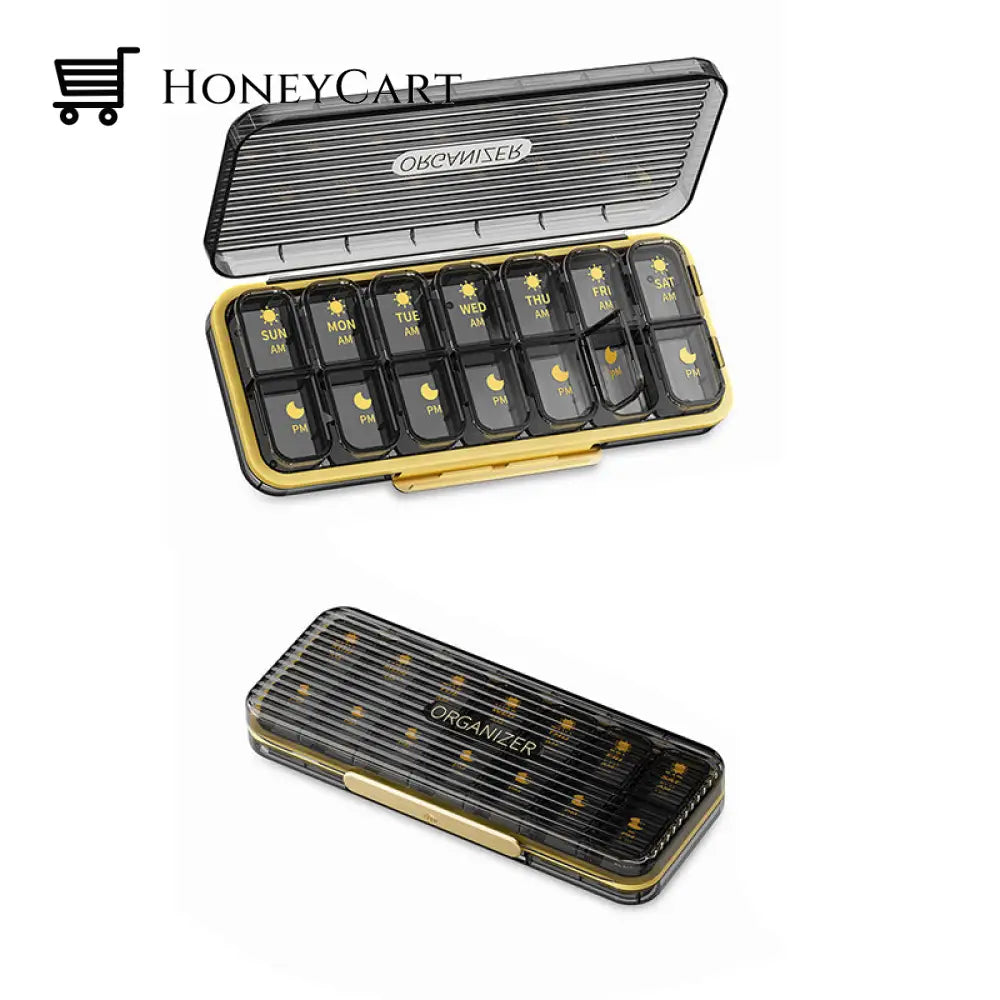 Weekly (7-Day) Pill Box 14 Slots / 2 Pcs Black