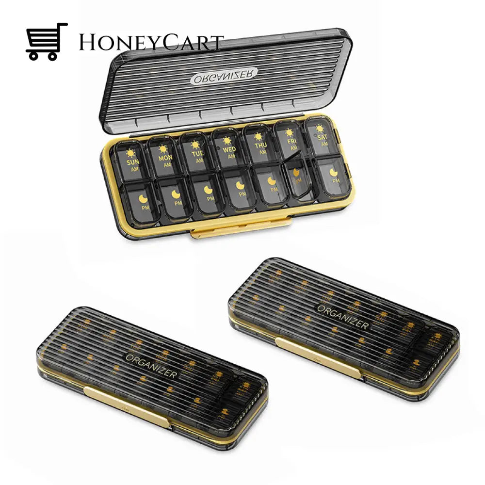 Weekly (7-Day) Pill Box 14 Slots / 3 Pcs Black