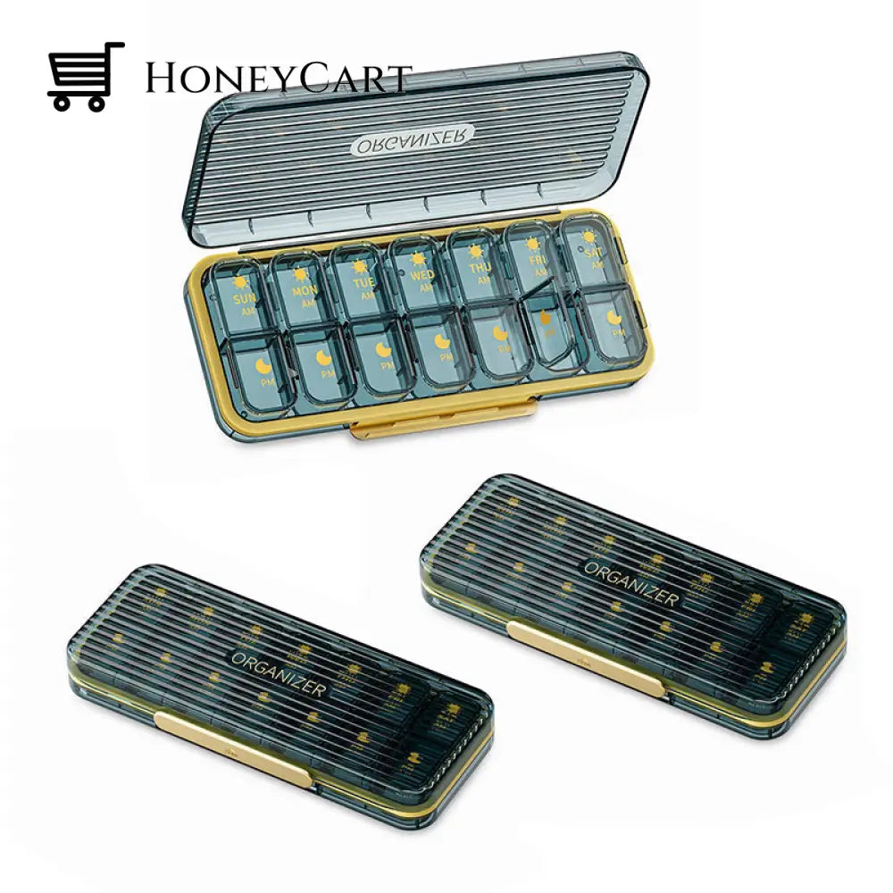 Weekly (7-Day) Pill Box 14 Slots / 3 Pcs Blue