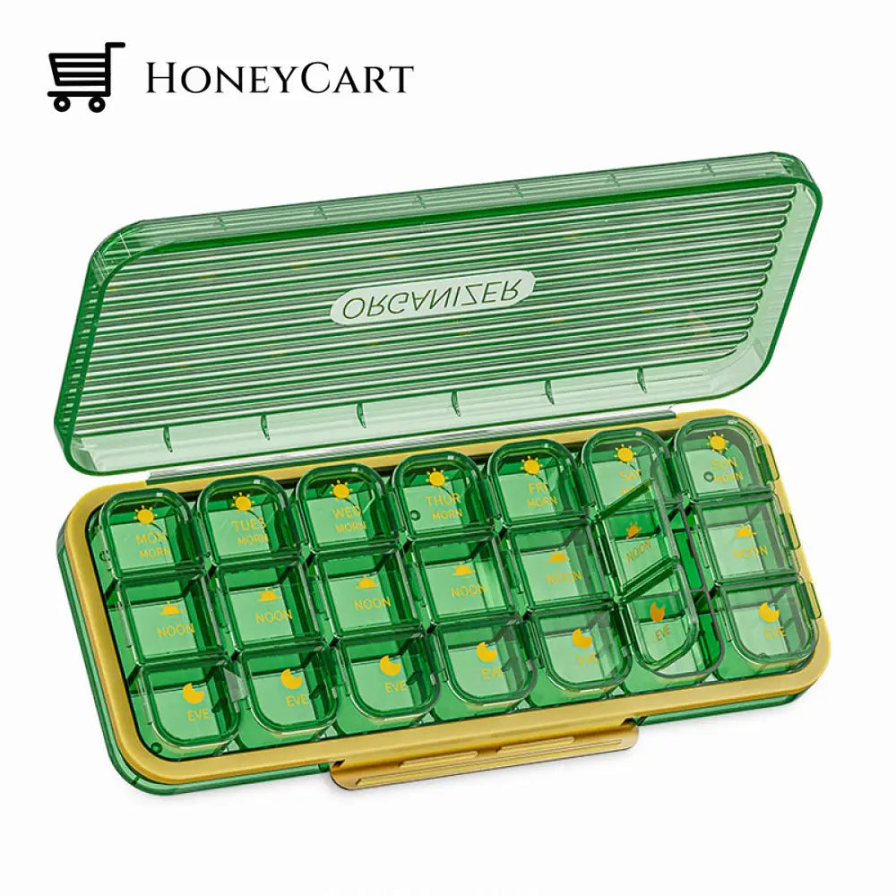 Weekly (7-Day) Pill Box 21 Slots / 1 Pc Green