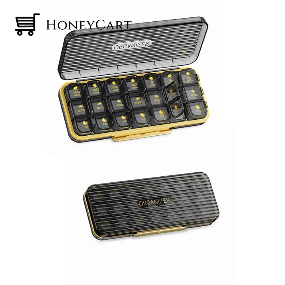 Weekly (7-Day) Pill Box 21 Slots / 2 Pcs Black