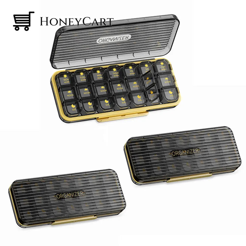 Weekly (7-Day) Pill Box 21 Slots / 3 Pcs Black