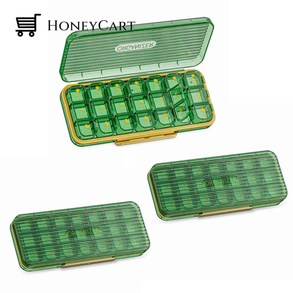 Weekly (7-Day) Pill Box 21 Slots / 3 Pcs Green