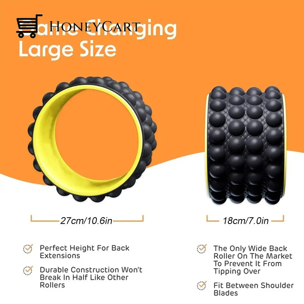 Wheel Back Roller Massager - Deep Tissue Massage Exercise & Fitness