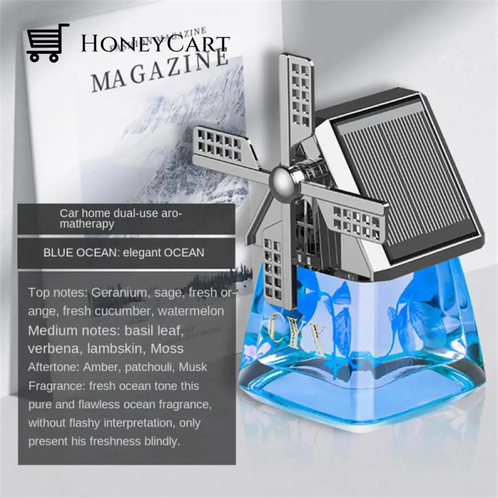 Windmill Solar Energy Rotating Aromatherapy Car Air Freshener
