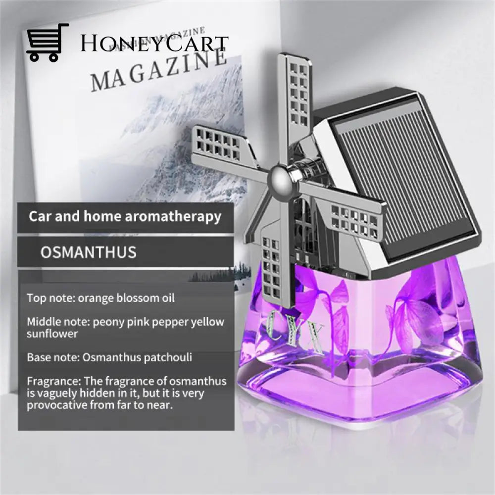 Windmill Solar Energy Rotating Aromatherapy Car Air Freshener Purple