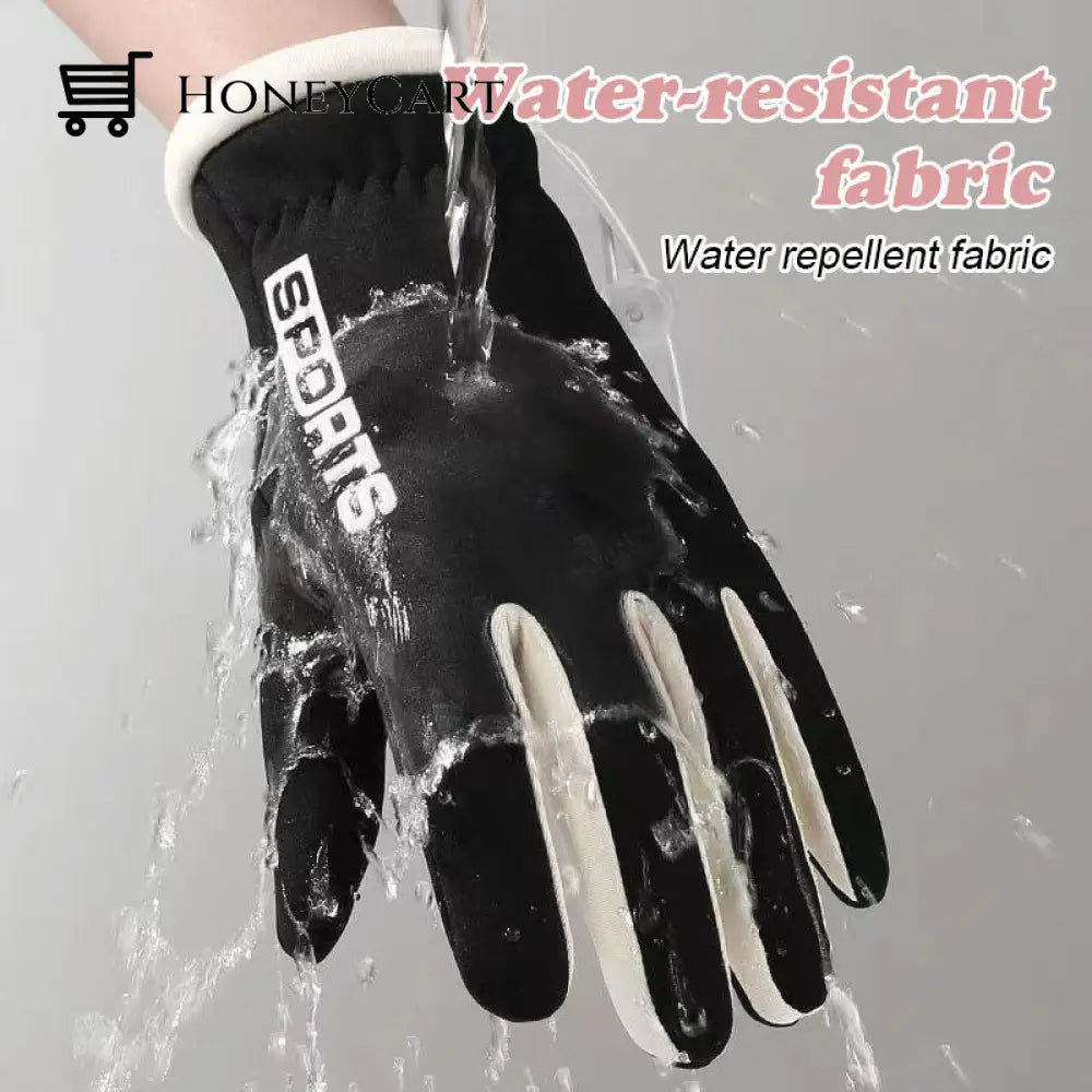 Winter Cycling Warm Velvet Thickened Gloves Sports & Outdoors