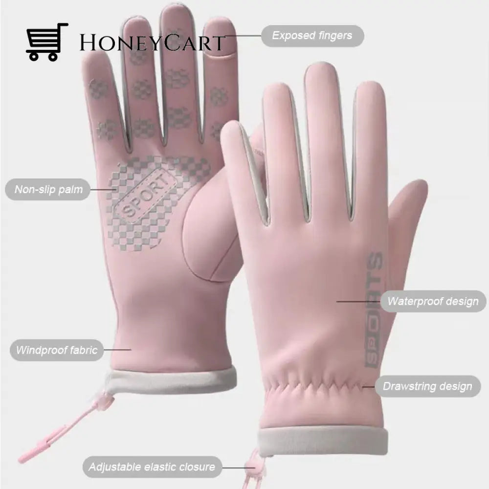 Winter Cycling Warm Velvet Thickened Gloves Sports & Outdoors