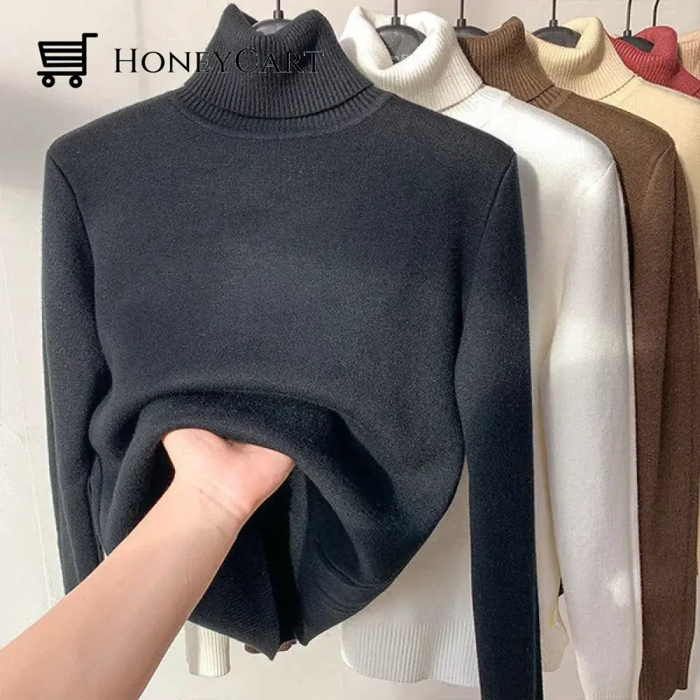 Winter Fleece Thick Knitted Bottoming Shirt Black / S Tool