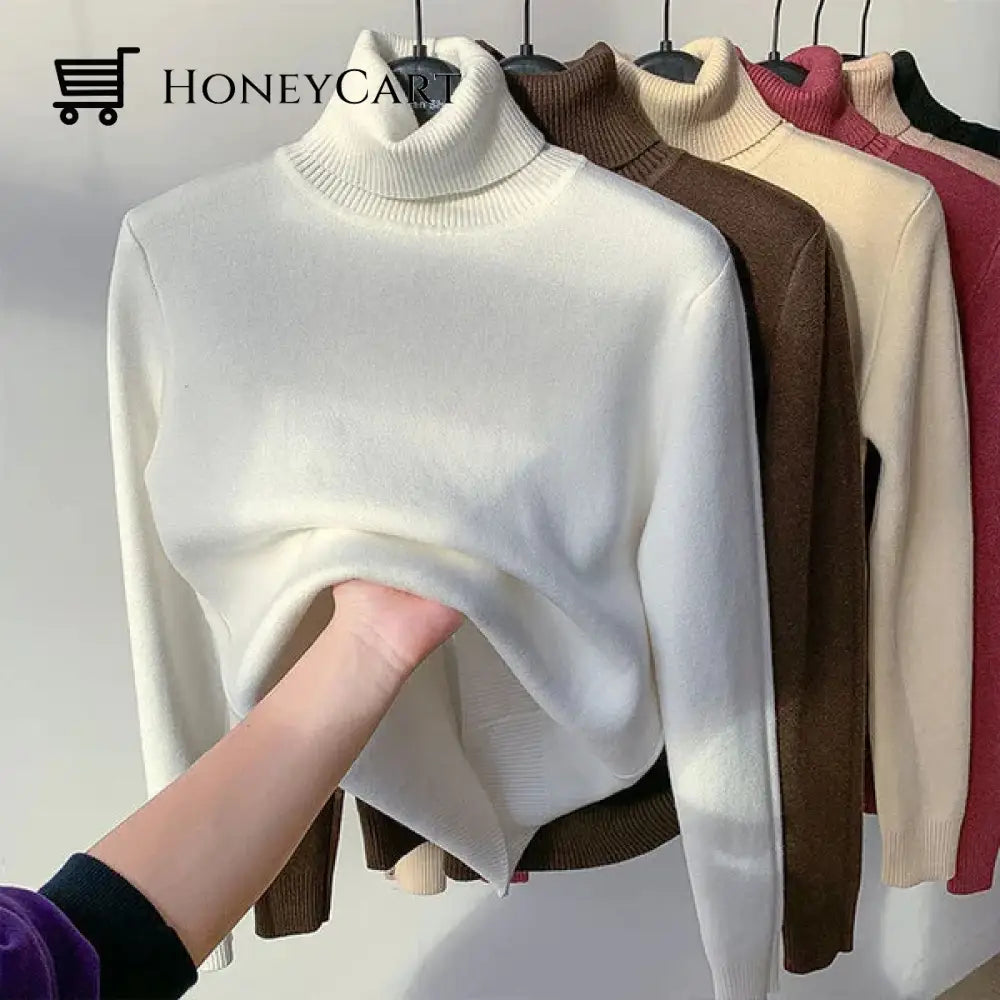 Winter Fleece Thick Knitted Bottoming Shirt White / S Tool