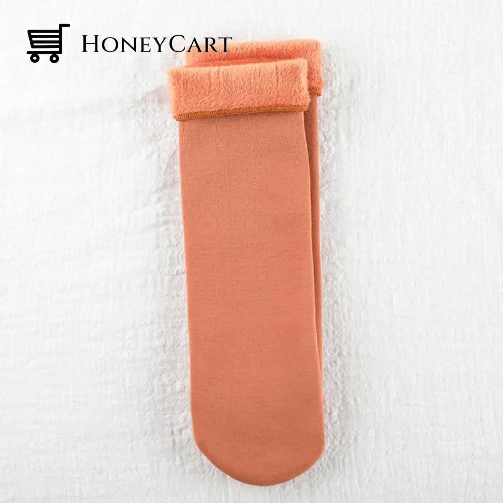 Winter Soft Plush Floor Socks 1 Pair (Rusty Red)