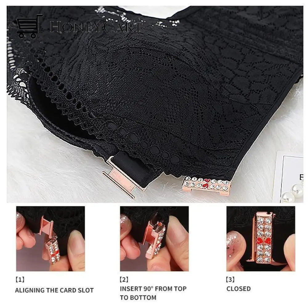 Wireless Front Closure Criss Cross Straps Lace Bras Unterwäsche