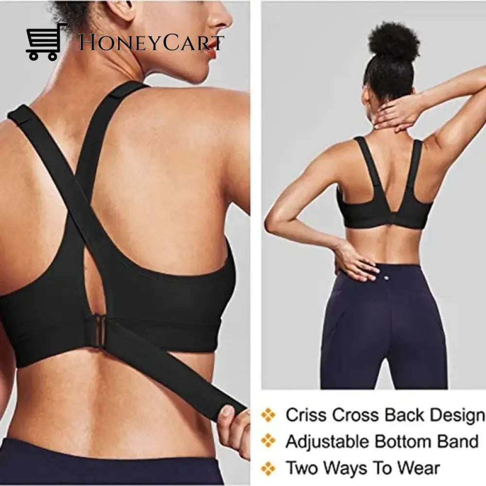 Wireless Support Super Tight Impact Resistant Zipper Sports Bra Underwear