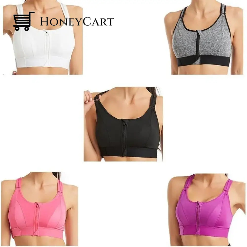 Wireless Support Super Tight Impact Resistant Zipper Sports Bra Underwear