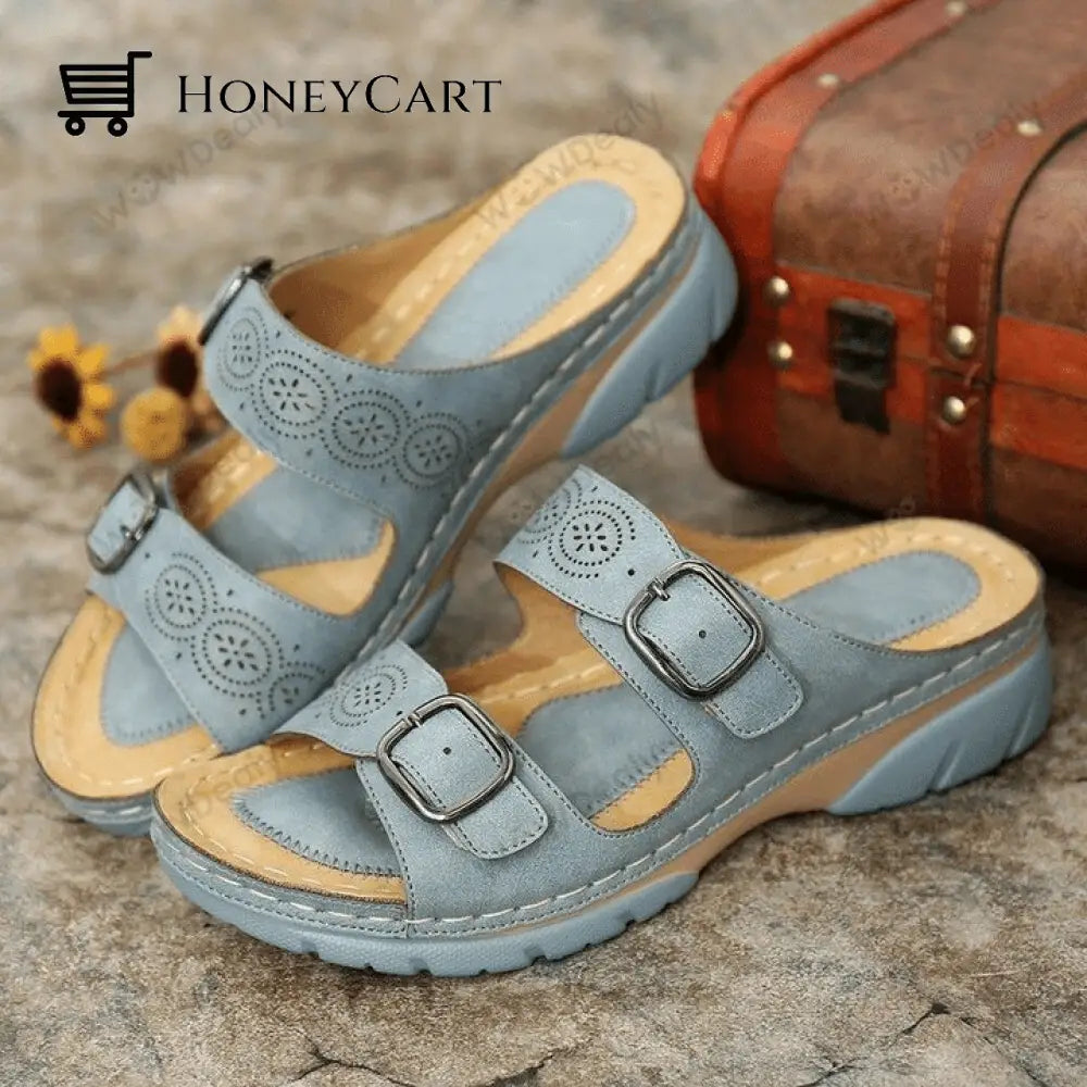 Woman Toe Orthopedic Comfy Sandals Blue / 5.5