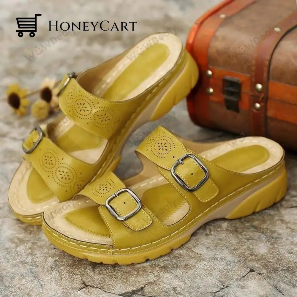 Woman Toe Orthopedic Comfy Sandals Yellow / 5.5