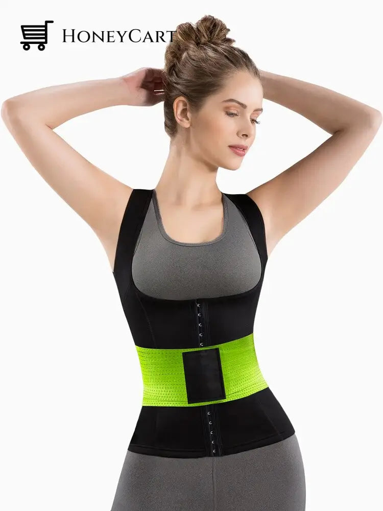 Women Body Shaper Cami Hot Waist Cincher With Trainer Belt Mint / S