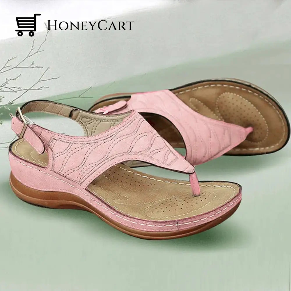 Women Buckle Wedge Embroidered Platform Fashion Sandals Orthopedic