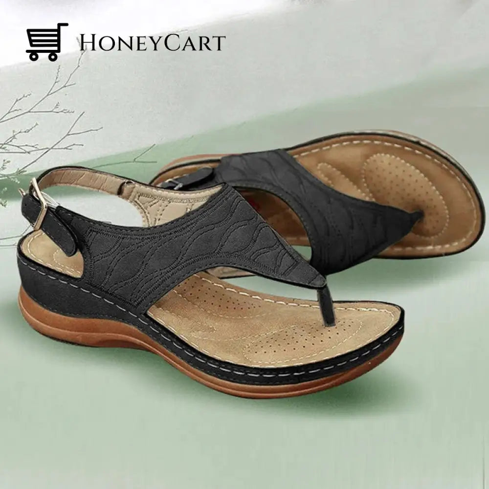Women Buckle Wedge Embroidered Platform Fashion Sandals Orthopedic