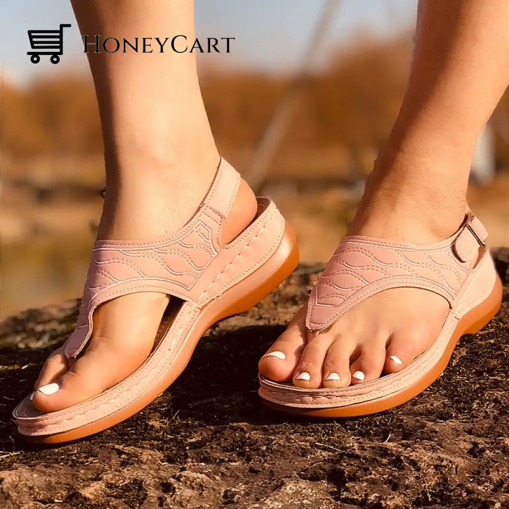 Women Buckle Wedge Embroidered Platform Fashion Sandals Orthopedic