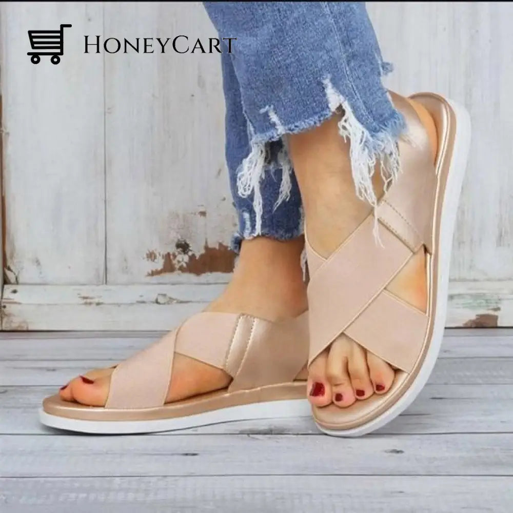 Women Comfy Slip-On Elastic Strap Outdoor Sandals Golden / 6 Orthopedic Bunion Sandals