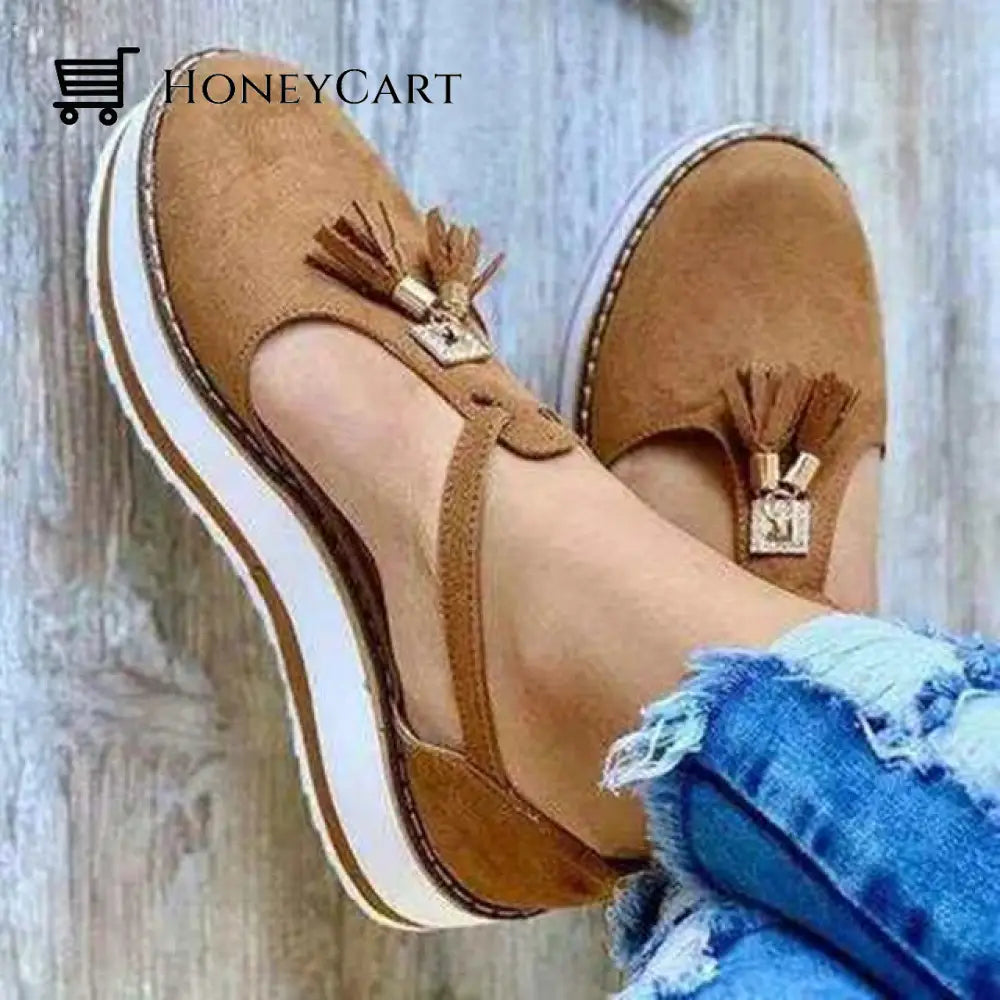 Women Cut Out Cage Closed Toe Flat Wedge Sandals Khaki / 5 Wedge Platform Sandals