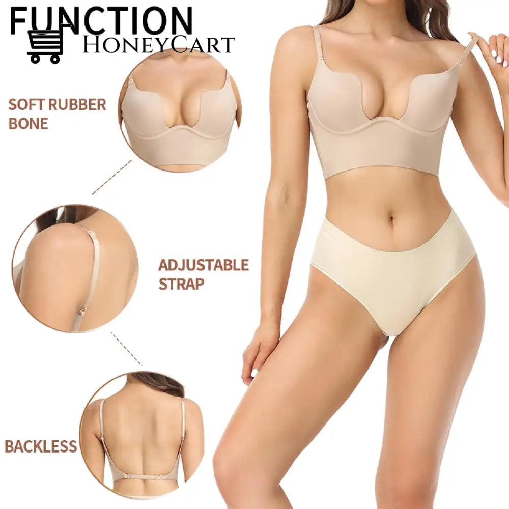 Women Deep U Neck Secret Plunge Bra