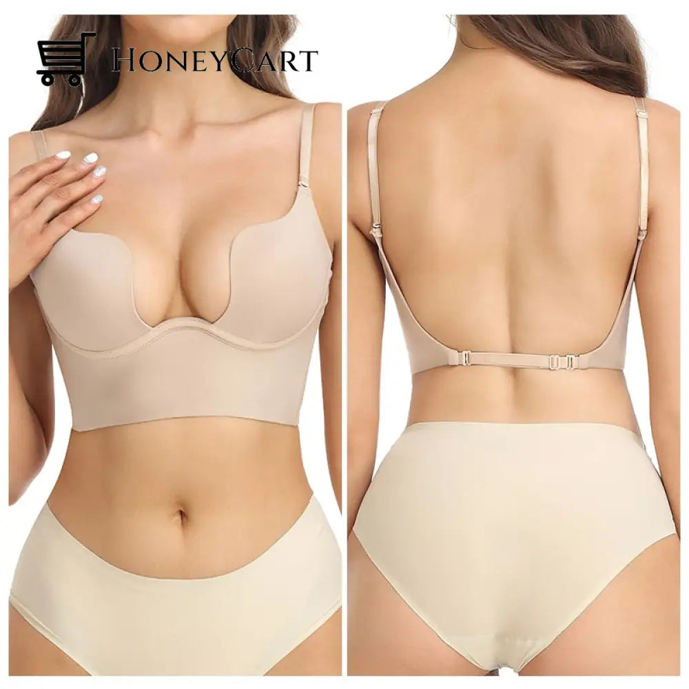 Women Deep U Neck Secret Plunge Bra