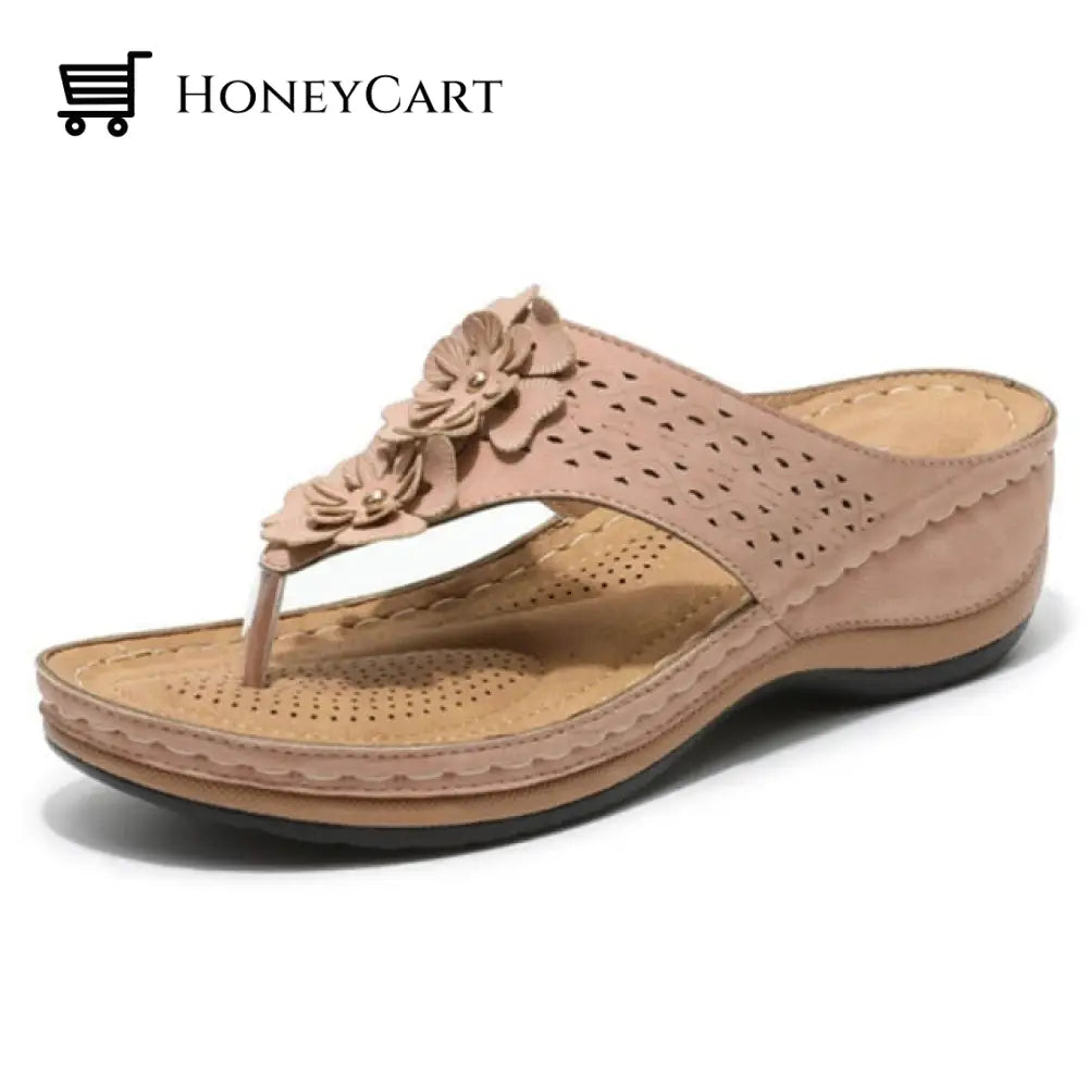 Women Fashionable Flower Style Wedge Sandals Pink / 5 Woman Bunion