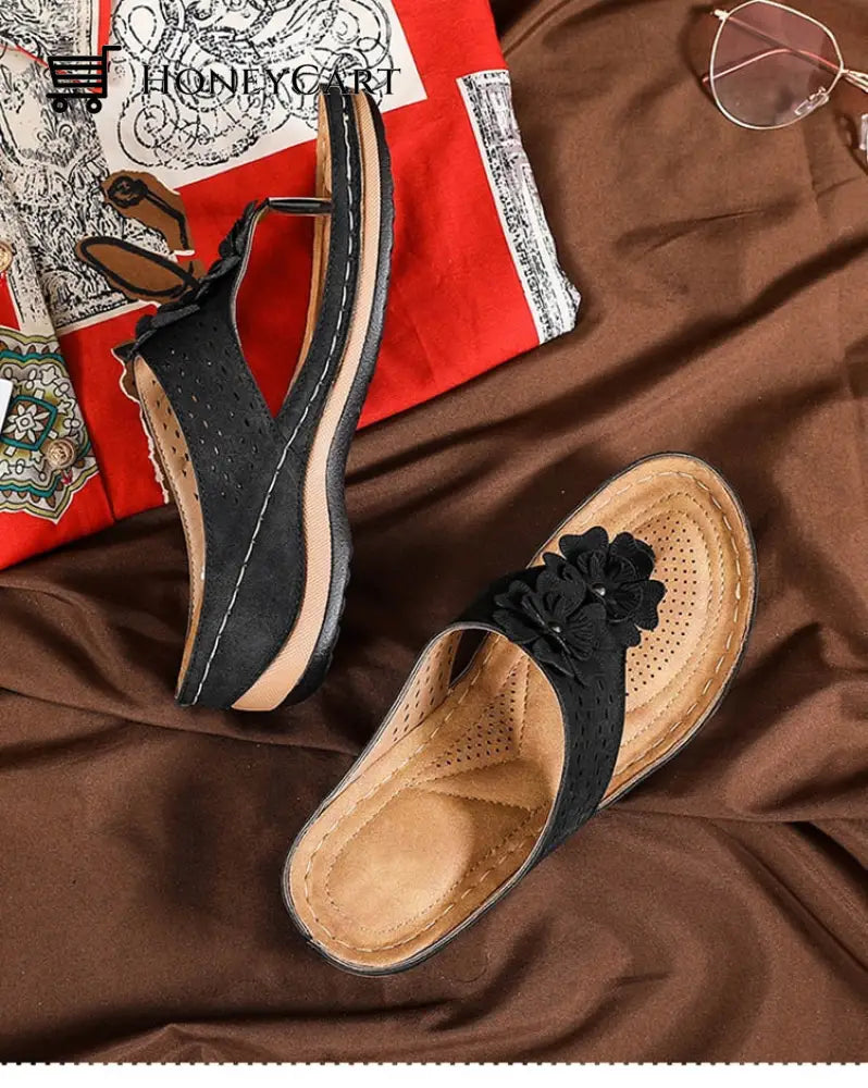 Women Fashionable Flower Style Wedge Sandals Woman Bunion