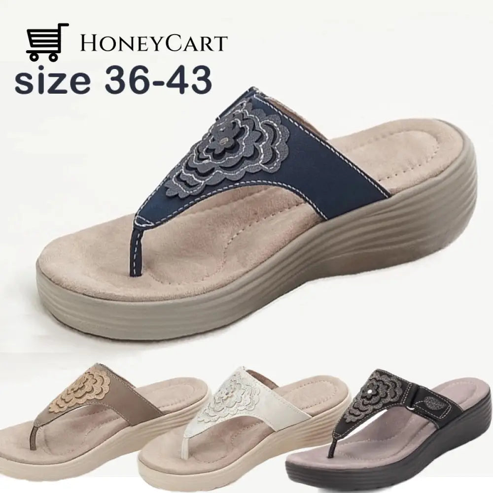 Women Flower Printed Non-Slip High Wedge Sandals Woman Bunion