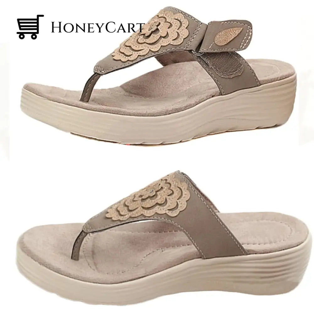 Women Flower Printed Non-Slip High Wedge Sandals Woman Bunion