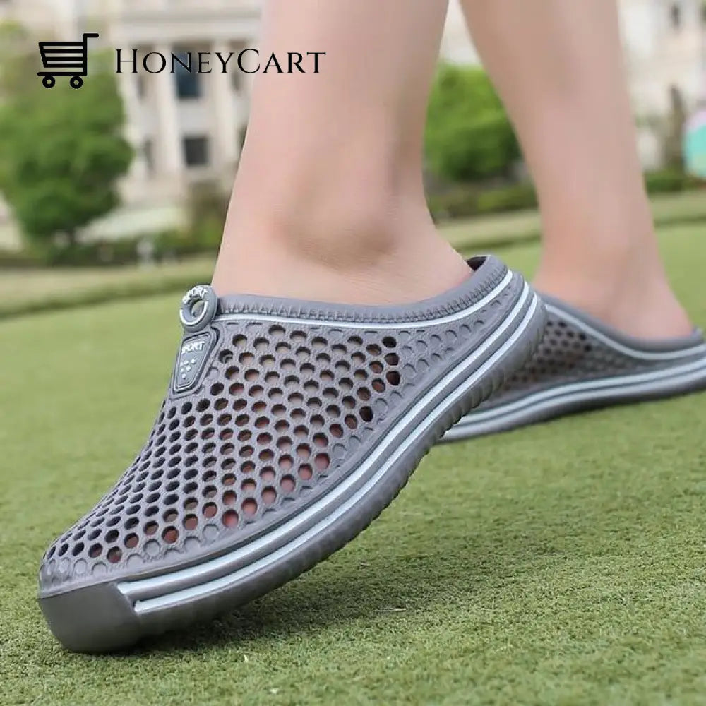 Women Hollow Out Beach Slippers Flip Flops Grey / 5 Flip Flops