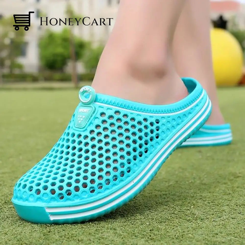 Women Hollow Out Beach Slippers Flip Flops L Blue / 5 Flip Flops